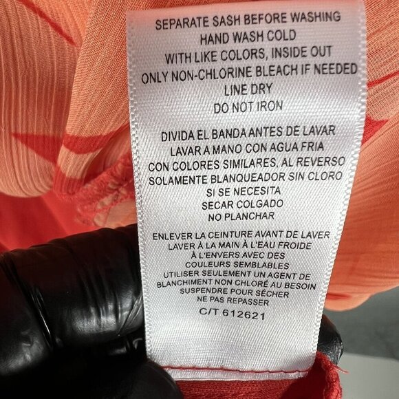 Melonie T NWT Women 12 Chiffon Ruffle Artsy Leaf Tiered Dress 3/4 Balloon Sleeve - Picture 15 of 16